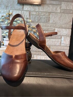 Dansko Rowan Brown Leather Slingback Sandals - Sz 7.5/8 (EU 38)